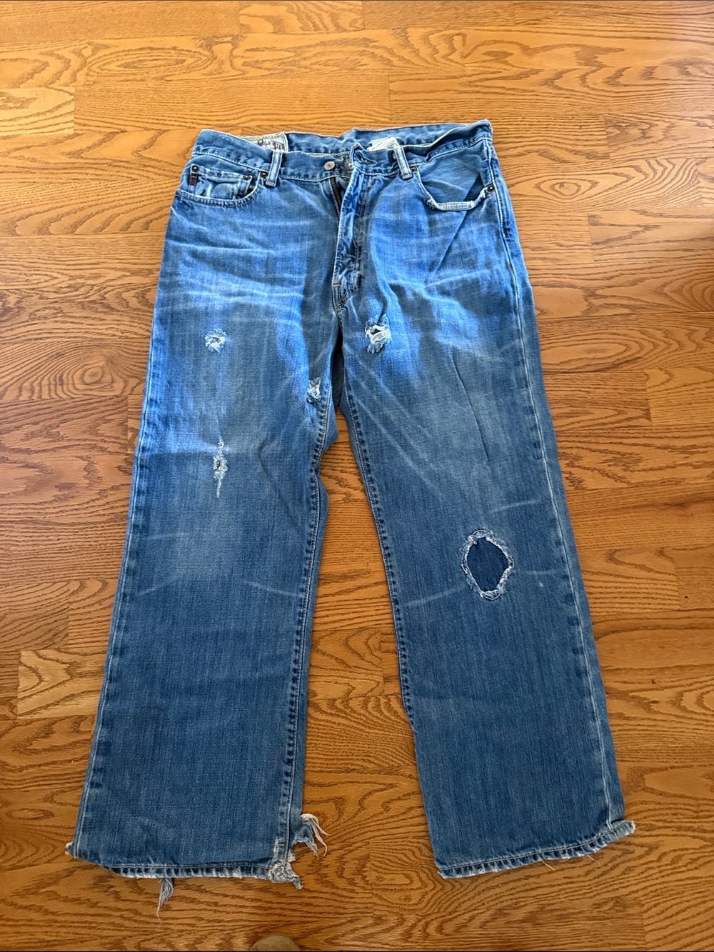 Abercrombie & Fitch Distressed Medium Blue Straight Jeans